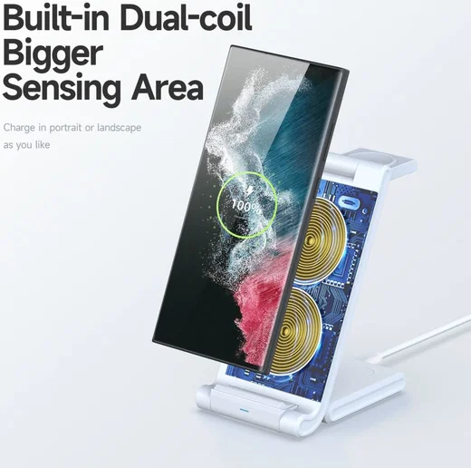 Duzzona 3-in-1 Draadloze Oplader 15W Telefoon/Oortjes/Samsung Watch afbeelding 8