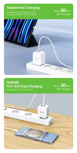 Duzzona GaN Snellader 30W met Power Delivery en Quick Charge Wit afbeelding 9