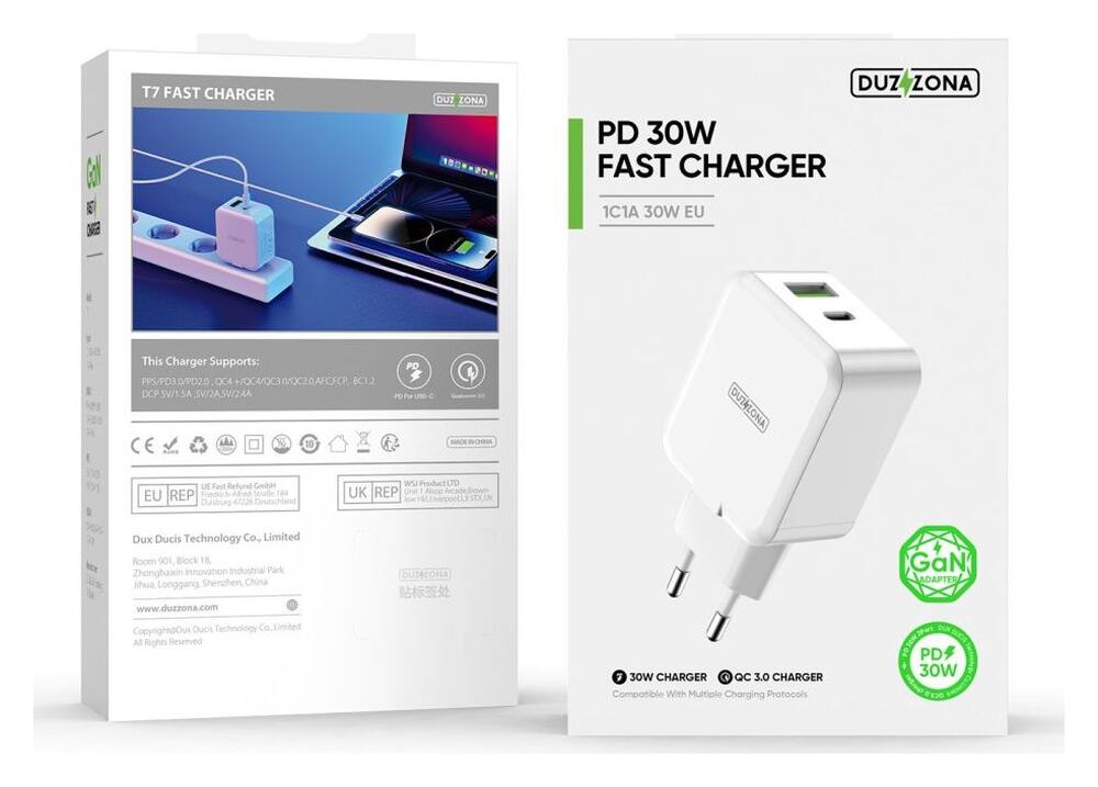 Duzzona GaN Snellader 30W met Power Delivery en Quick Charge Wit afbeelding 14