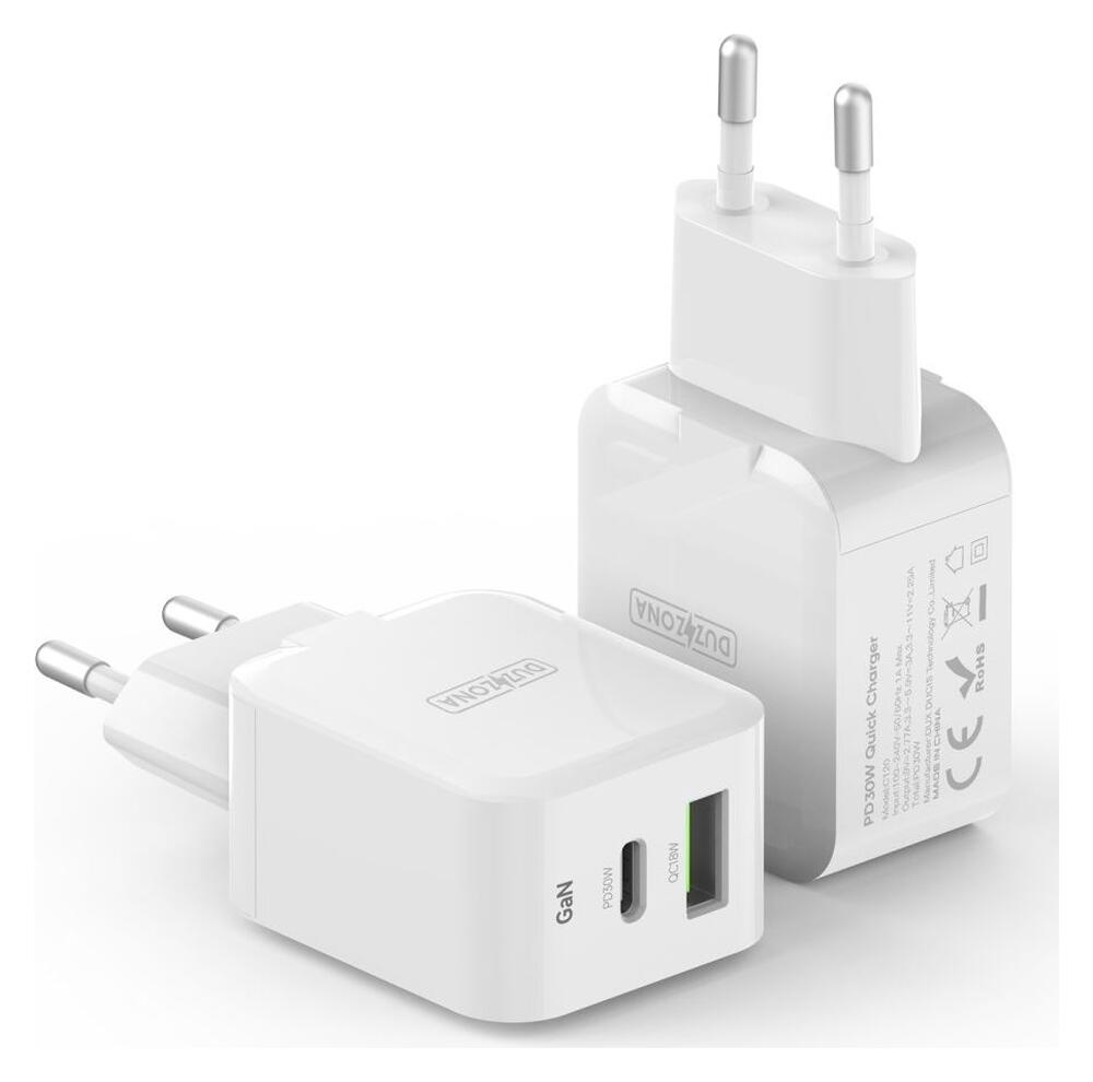 Duzzona GaN Snellader 30W met Power Delivery en Quick Charge Wit afbeelding 1