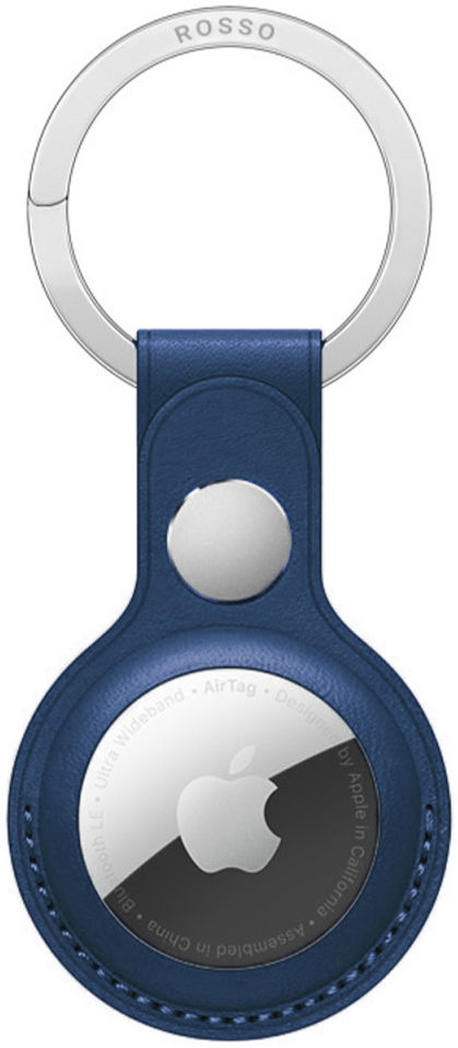 Rosso Element Apple AirTag Sleutelhanger Kunstleer Hoesje Blauw afbeelding 1
