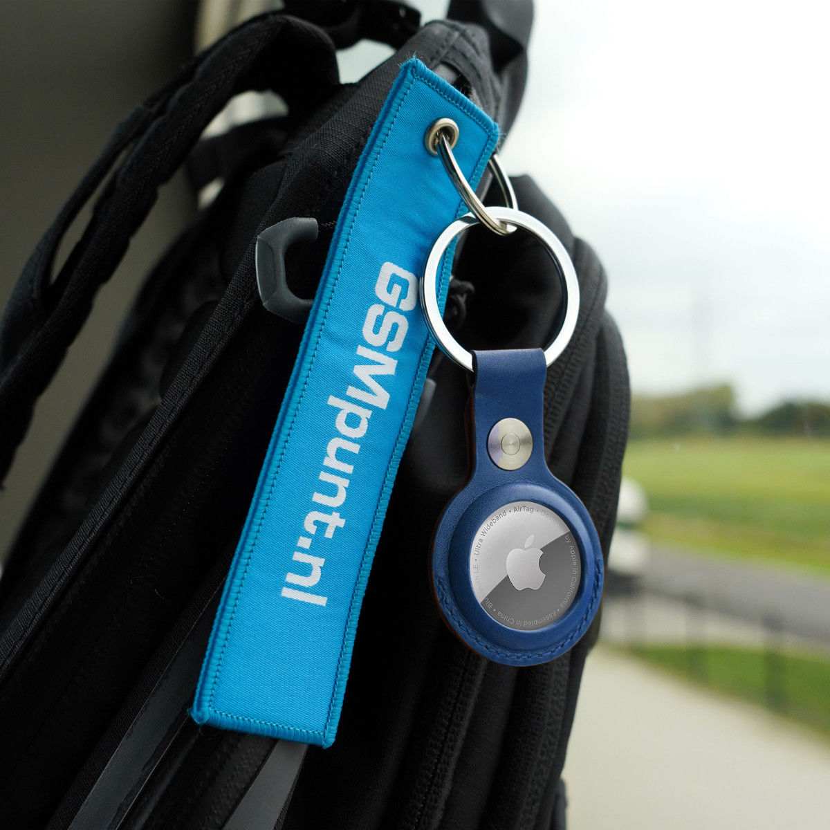 Rosso Element Apple AirTag Sleutelhanger Kunstleer Hoesje Blauw afbeelding 6