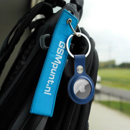 Rosso Element Apple AirTag Sleutelhanger Kunstleer Hoesje Blauw afbeelding 6