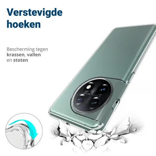 OnePlus 11 Hoesje Schokbestendig en Dun TPU Back Cover Transparant afbeelding 2