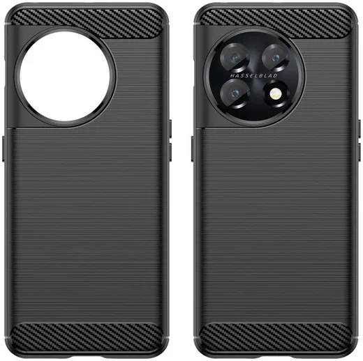 OnePlus 11 Hoesje Geborsteld TPU Flexibele Back Cover Zwart afbeelding 10