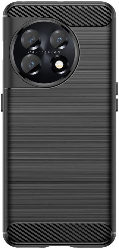 OnePlus 11 Hoesje Geborsteld TPU Flexibele Back Cover Zwart afbeelding 2