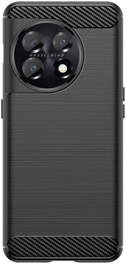 OnePlus 11 Hoesje Geborsteld TPU Flexibele Back Cover Zwart afbeelding 2