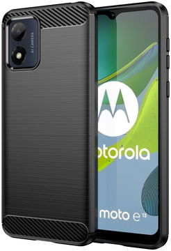 Motorola Moto E13 Hoesje Geborsteld TPU Flexibele Back Cover Zwart
