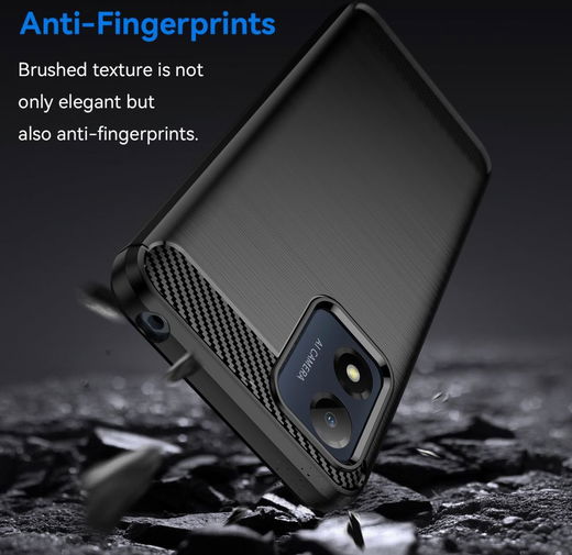 Motorola Moto E13 Hoesje Geborsteld TPU Flexibele Back Cover Zwart afbeelding 4