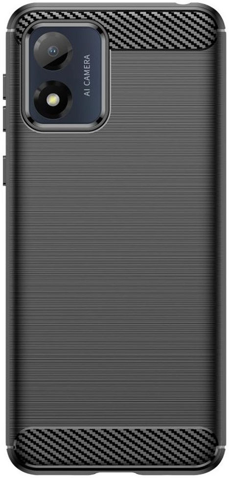 Motorola Moto E13 Hoesje Geborsteld TPU Flexibele Back Cover Zwart afbeelding 2