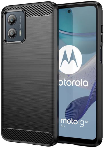 Motorola Moto G53 Hoesje Geborsteld TPU Flexibele Back Cover Zwart afbeelding 1
