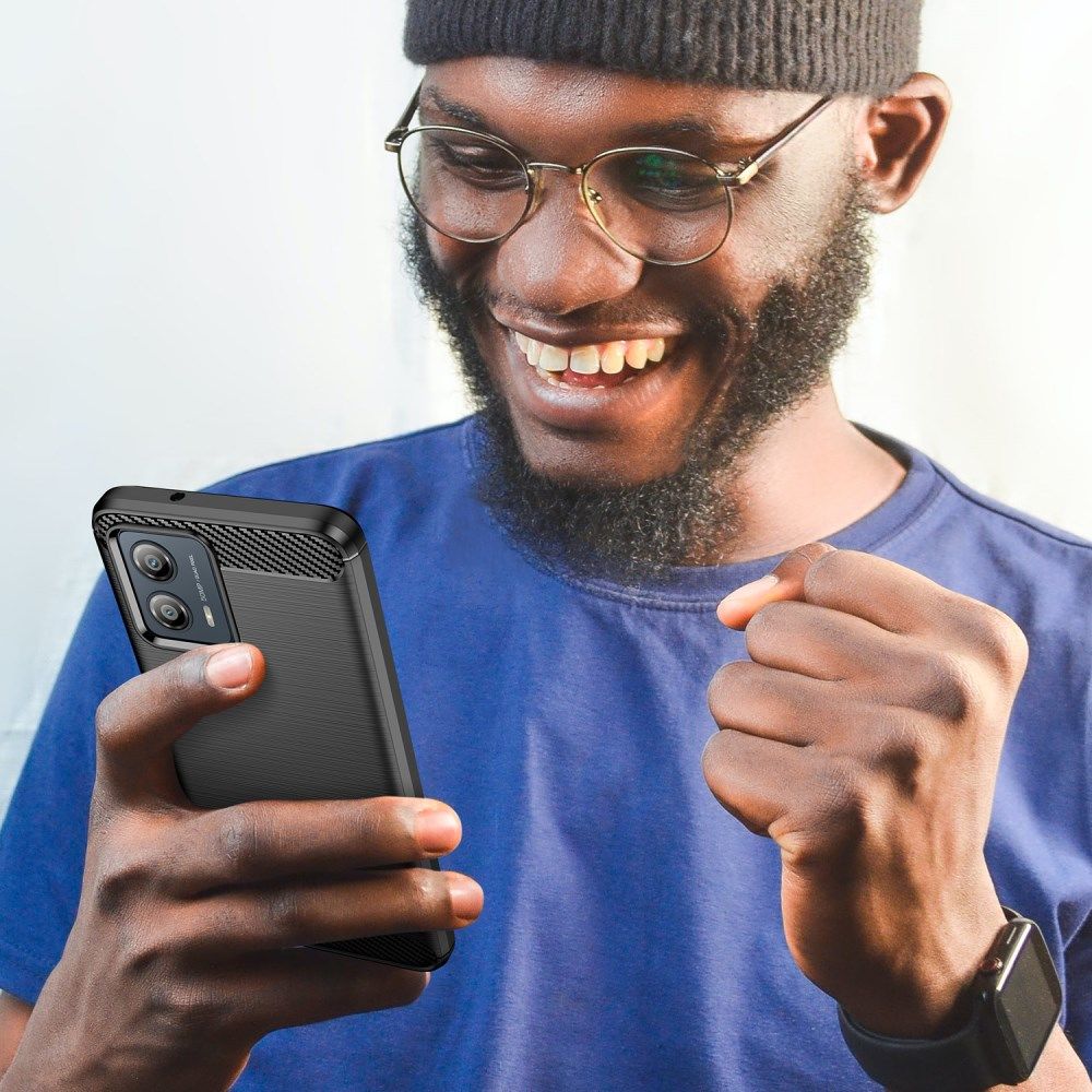 Motorola Moto G53 Hoesje Geborsteld TPU Flexibele Back Cover Zwart afbeelding 8