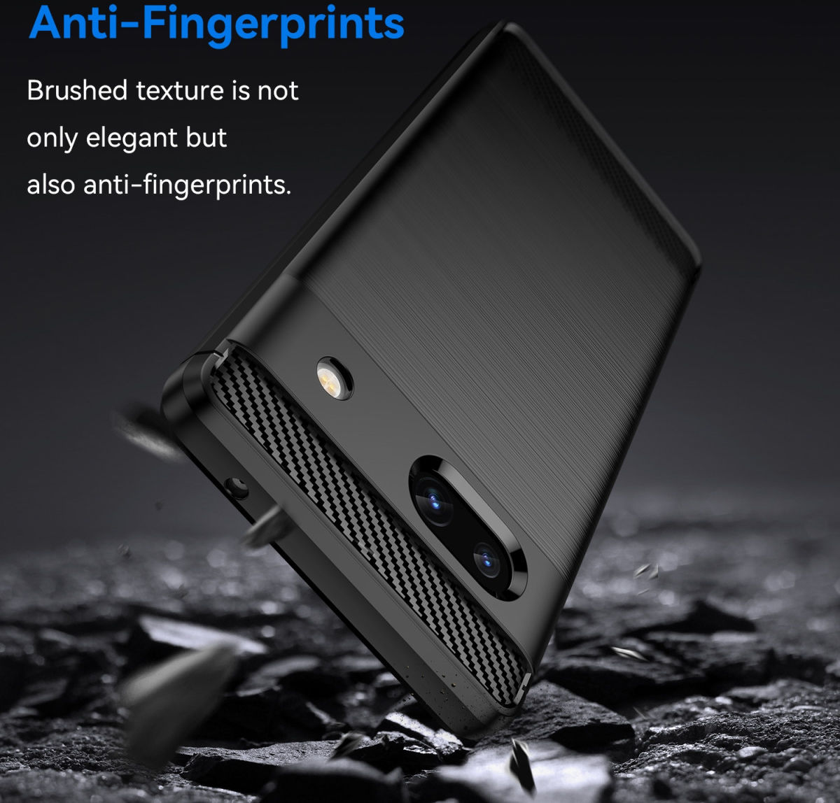 Google Pixel 7a Hoesje Geborsteld TPU Flexibele Back Cover Zwart afbeelding 4