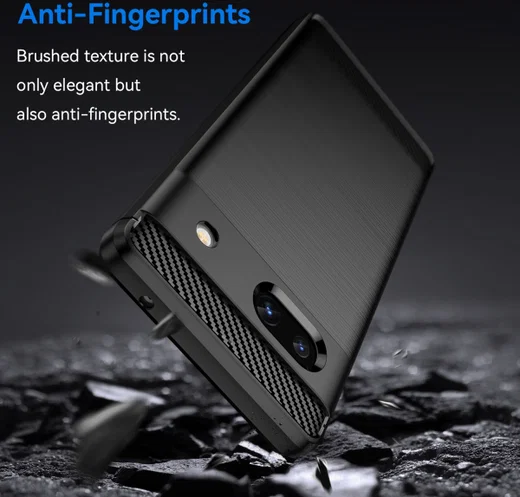 Google Pixel 7a Hoesje Geborsteld TPU Flexibele Back Cover Zwart afbeelding 4