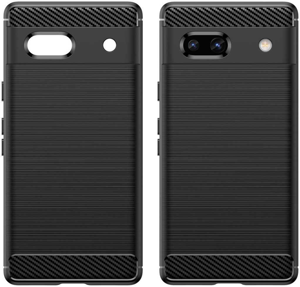 Google Pixel 7a Hoesje Geborsteld TPU Flexibele Back Cover Zwart afbeelding 7