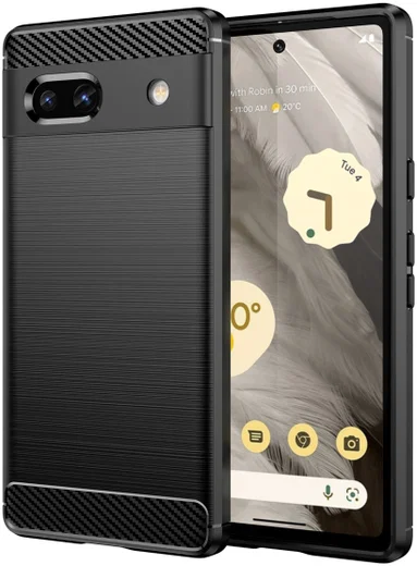 Google Pixel 7a Hoesje Geborsteld TPU Flexibele Back Cover Zwart afbeelding 1