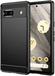 Google Pixel 7a Hoesje Geborsteld TPU Flexibele Back Cover Zwart afbeelding
