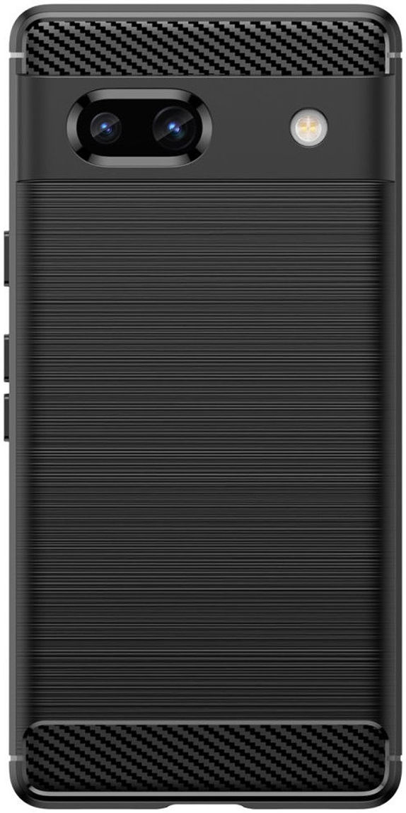 Google Pixel 7a Hoesje Geborsteld TPU Flexibele Back Cover Zwart afbeelding 2