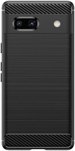 Google Pixel 7a Hoesje Geborsteld TPU Flexibele Back Cover Zwart afbeelding 2