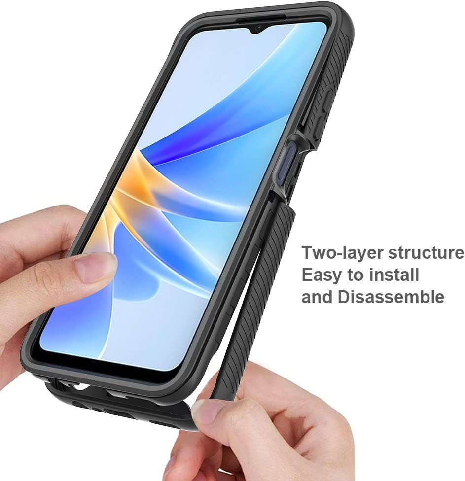 Oppo A17 Hoesje Full Protect 360° Cover Hybride Zwart afbeelding 2