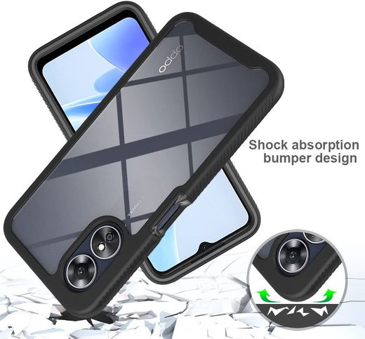 Oppo A17 Hoesje Full Protect 360° Cover Hybride Zwart afbeelding 4