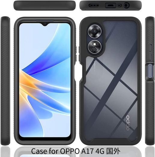 Oppo A17 Hoesje Full Protect 360° Cover Hybride Zwart afbeelding 5