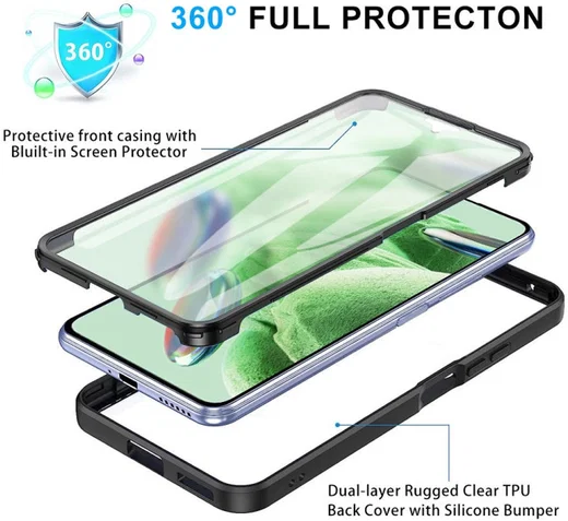 Xiaomi Redmi Note 12 5G / Poco X5 Hoesje Full Protect 360° Cover Zwart afbeelding 8