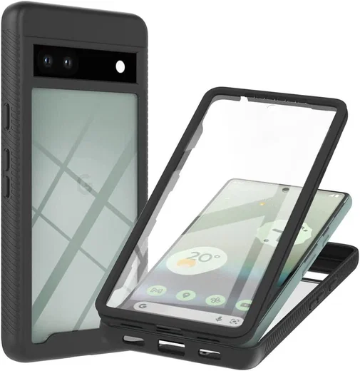 Google Pixel 7a Hoesje Full Protect 360° Cover Hybride Zwart afbeelding 1
