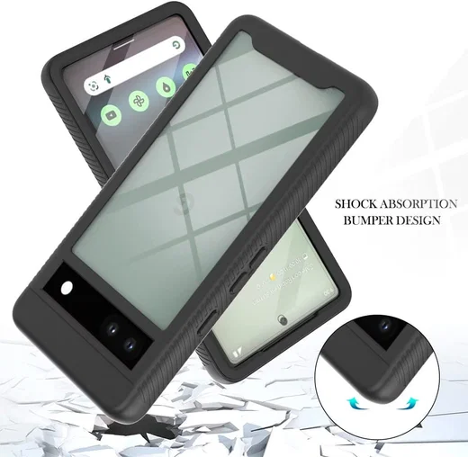 Google Pixel 7a Hoesje Full Protect 360° Cover Hybride Zwart afbeelding 2