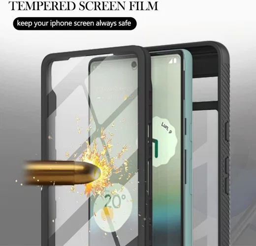 Google Pixel 7a Hoesje Full Protect 360° Cover Hybride Zwart afbeelding 4