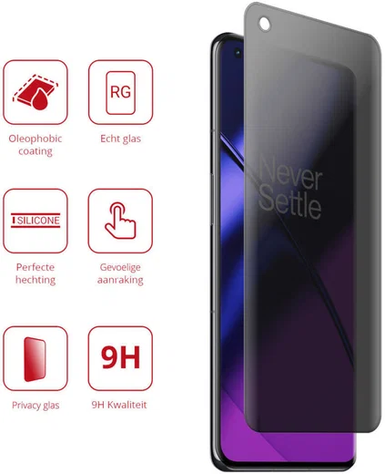 Rosso OnePlus 11 9H Tempered Glass Screen Protector Privacy afbeelding 2