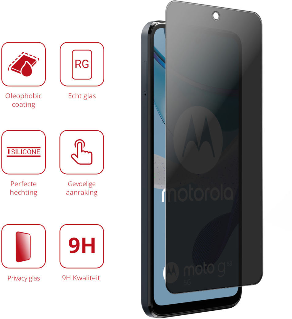 Rosso Motorola Moto G53 9H Tempered Glass Screen Protector Privacy afbeelding 2