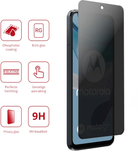 Rosso Motorola Moto G53 9H Tempered Glass Screen Protector Privacy afbeelding 2