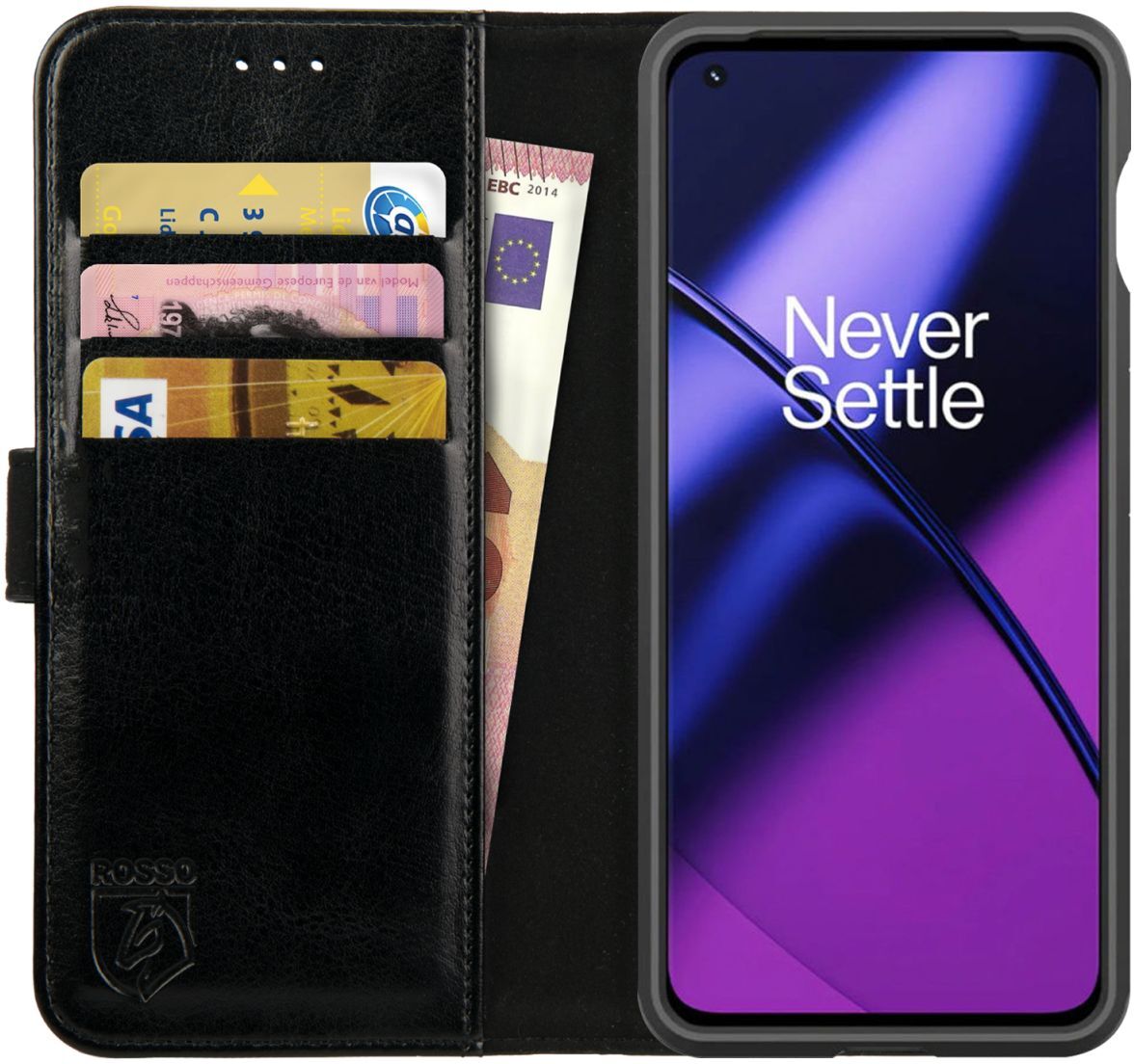 Rosso Element OnePlus 11 Hoesje Book Cover Wallet Zwart afbeelding 1
