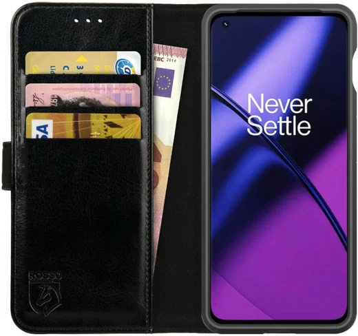 Rosso Element OnePlus 11 Hoesje Book Cover Wallet Zwart afbeelding 1