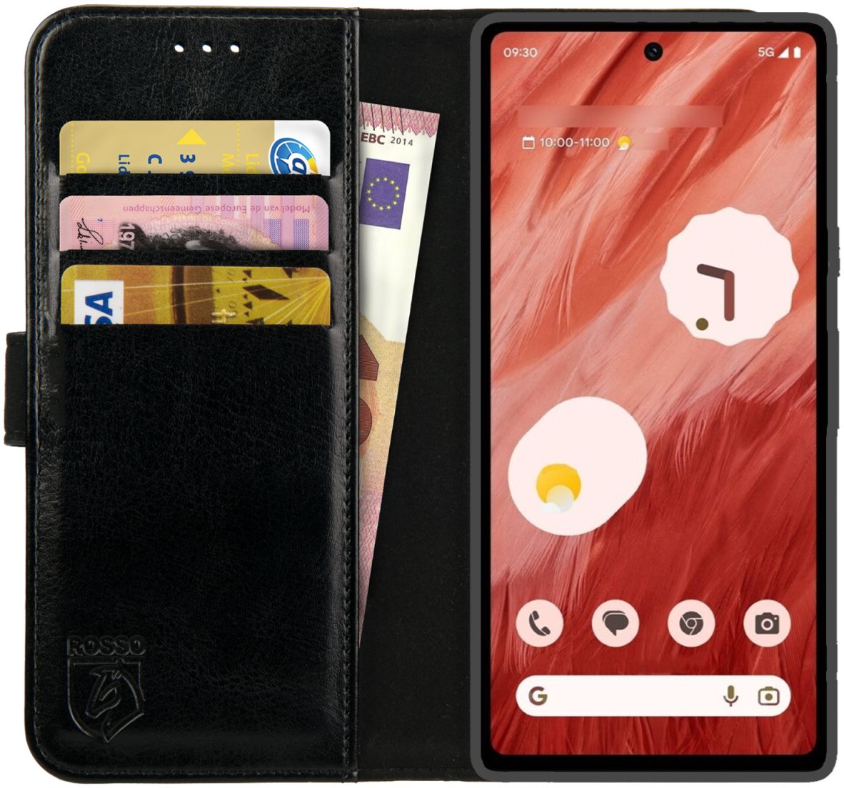 Rosso Element Google Pixel 7a Hoesje Book Cover Wallet Zwart afbeelding 1