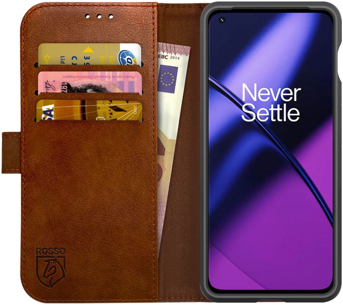 Rosso Element OnePlus 11 Hoesje Book Cover Wallet Bruin afbeelding 1
