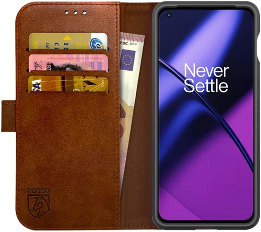 Rosso Element OnePlus 11 Hoesje Book Cover Wallet Bruin afbeelding 1