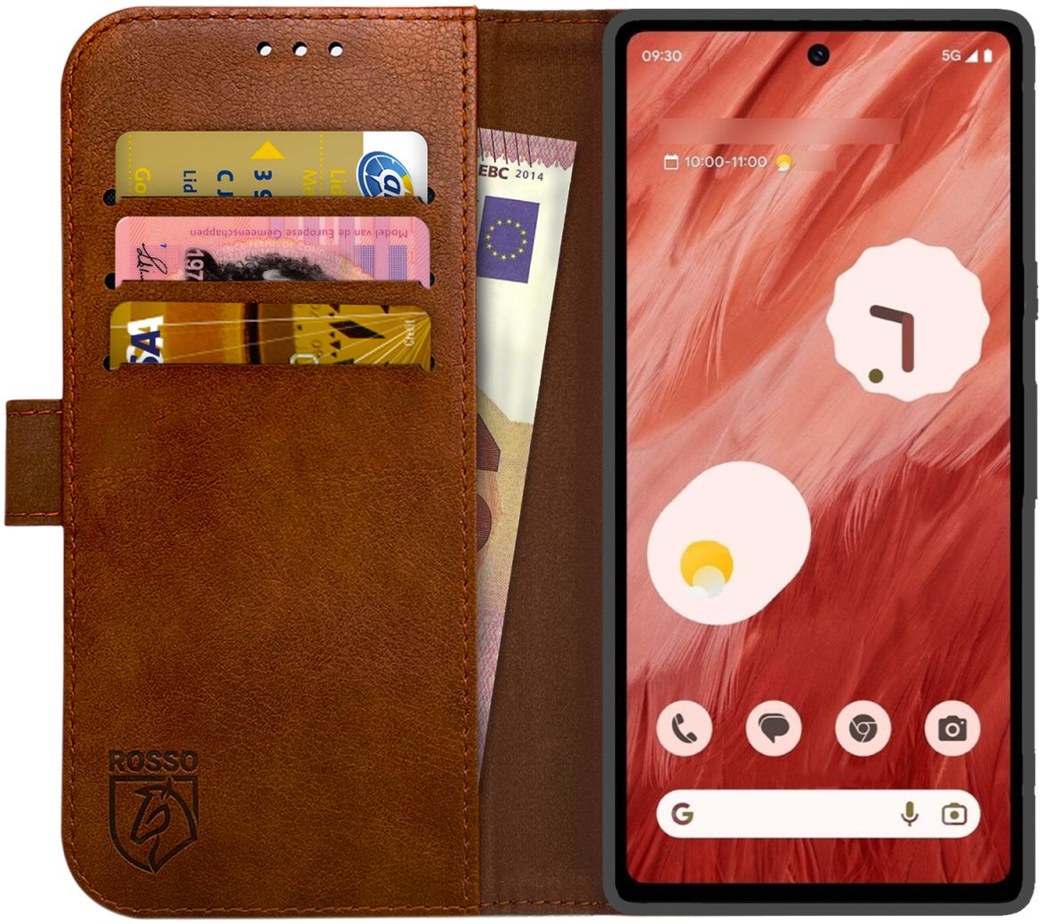 Rosso Element Google Pixel 7a Hoesje Book Cover Wallet Bruin afbeelding 1