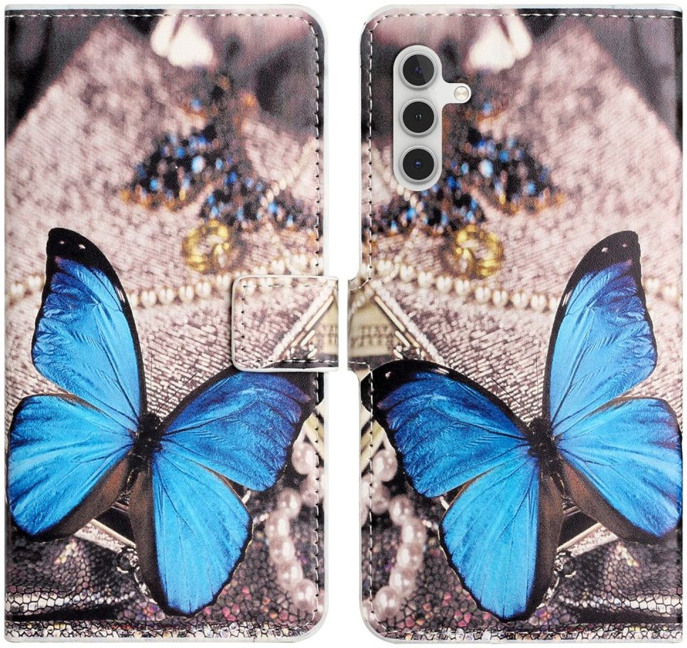 Samsung Galaxy A34 Hoesje Portemonnee Book Case Vlinder Print afbeelding 6