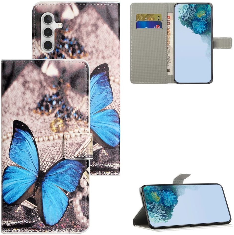 Samsung Galaxy A34 Hoesje Portemonnee Book Case Vlinder Print afbeelding 5