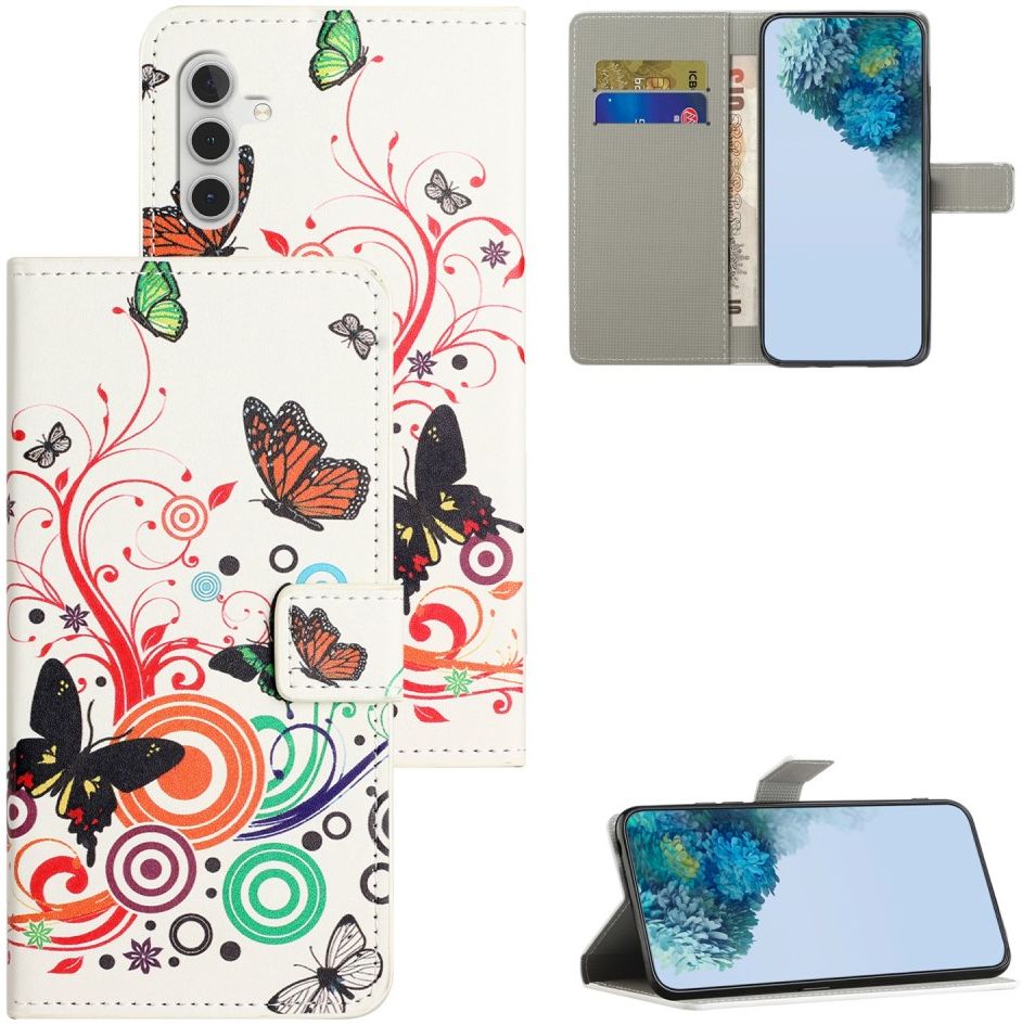 Samsung Galaxy A34 Hoesje Portemonnee Book Case Butterfly Print afbeelding 5