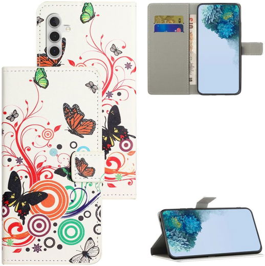 Samsung Galaxy A34 Hoesje Portemonnee Book Case Butterfly Print afbeelding 5