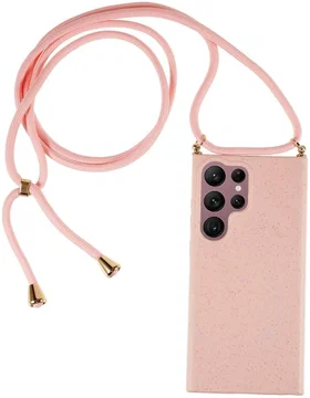Samsung Galaxy S23 Ultra Hoesje Flexibel TPU met Koord Roze