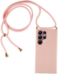 Samsung Galaxy S23 Ultra Hoesje Flexibel TPU met Koord Roze afbeelding