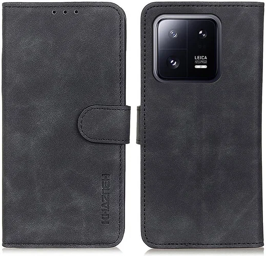 KHAZNEH Xiaomi 13 Pro Hoesje Retro Wallet Book Case Zwart afbeelding 2