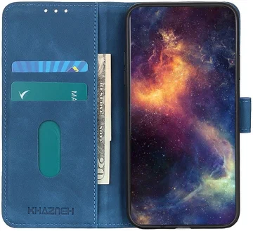 KHAZNEH Motorola Edge 40 Pro Hoesje Retro Wallet Book Case Blauw