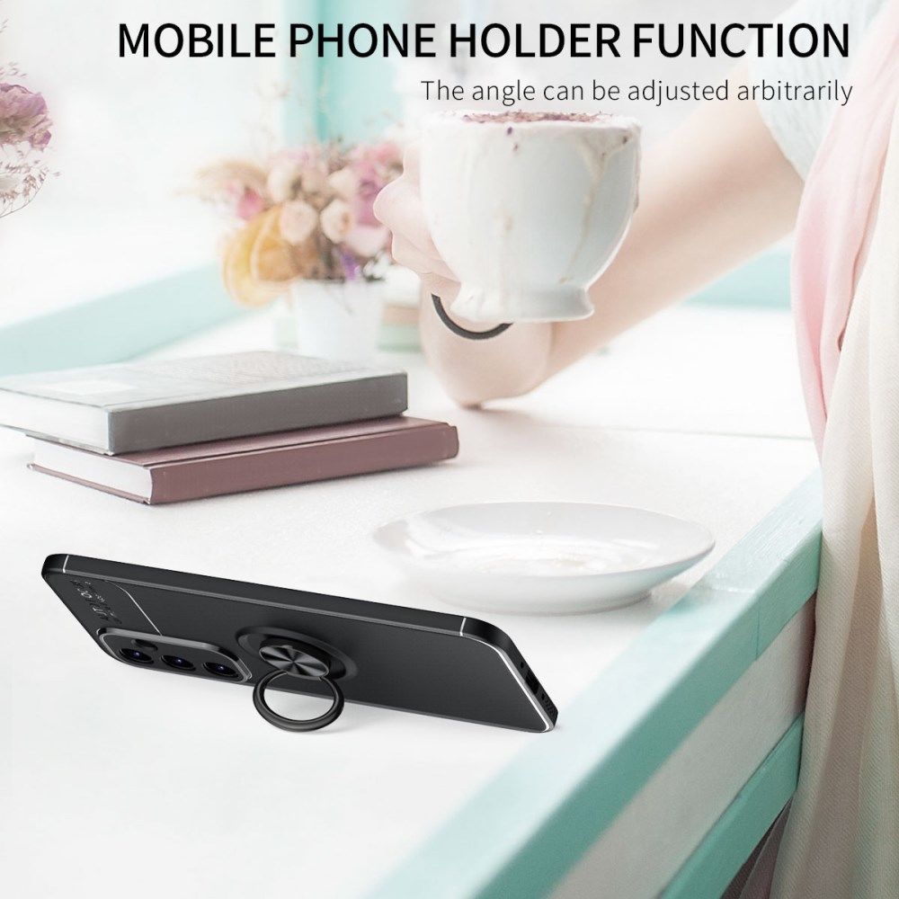 Samsung Galaxy A54 Hoesje met Magnetische Kickstand Ring Zwart afbeelding 3