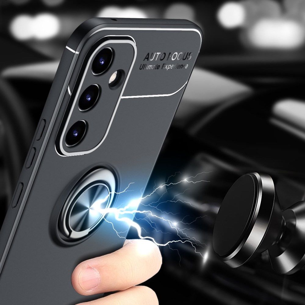 Samsung Galaxy A54 Hoesje met Magnetische Kickstand Ring Zwart afbeelding 4