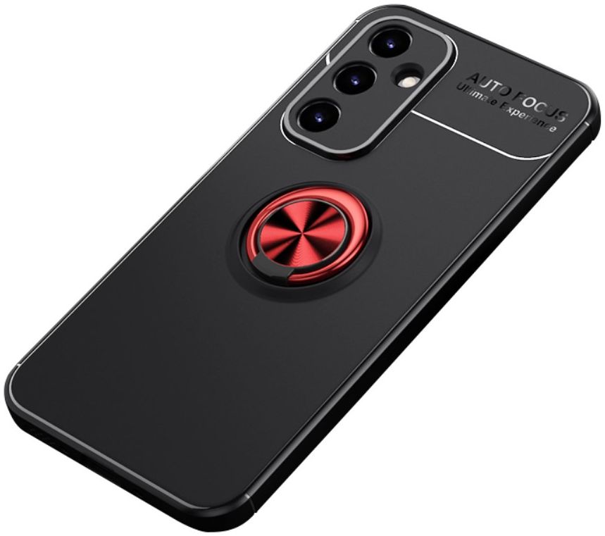 Samsung Galaxy A54 Hoesje met Magnetische Kickstand Ring Zwart / Rood afbeelding 1